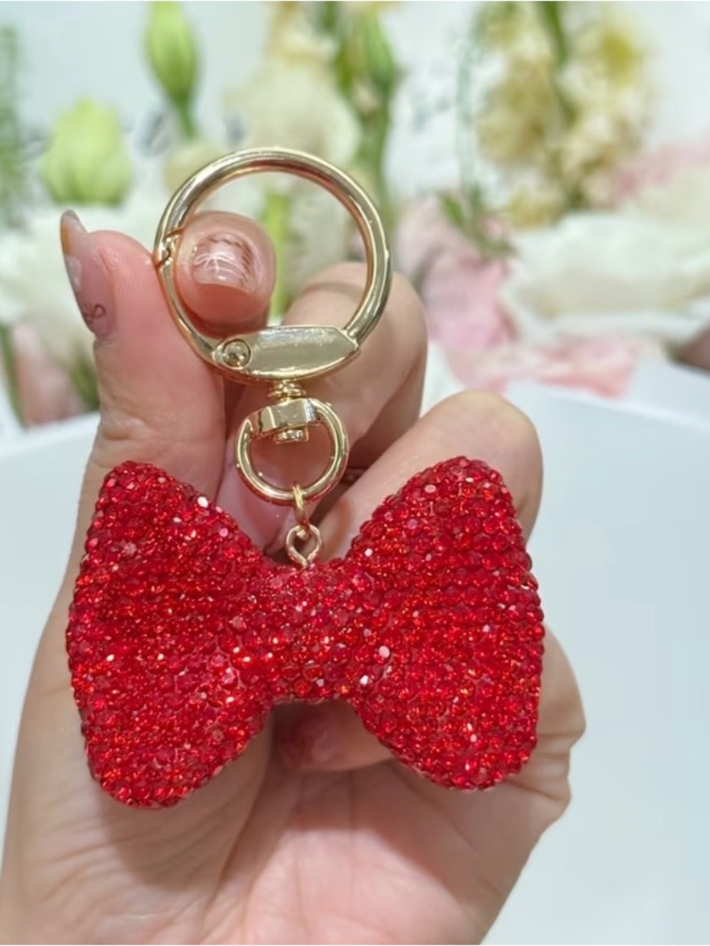 Sparkly Bling Rhinestone Bow Keychain - Picture 2 of 2
